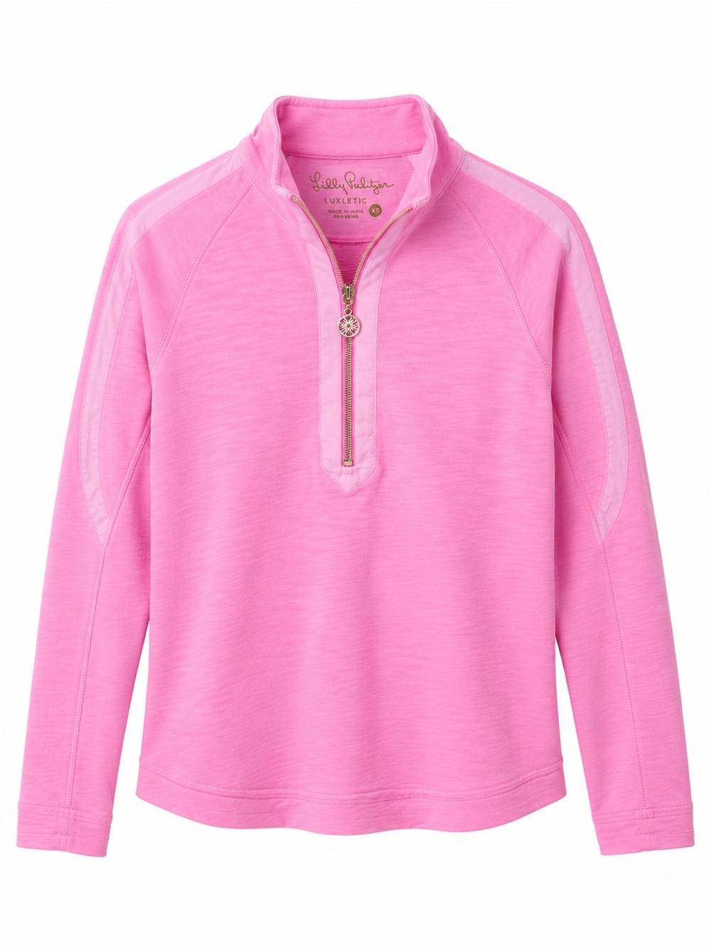 Lilly Pulitzer Luxletic Pink Quarter Zip Preppy Barbiecore Pullover-Sz XS